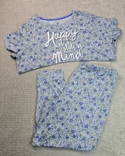 Secret Treasures 2X Blue Floral Top Jogger Pajama Set Graphic Short 20W 22W