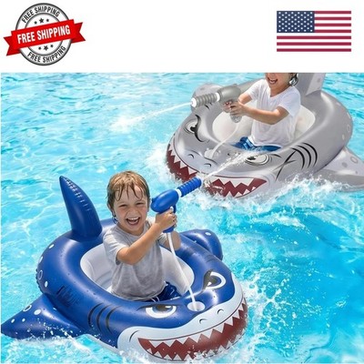 2PCS Inflatable Pool Floats Kids, Pirate Ship Pool Float with Water Gun, Pool...