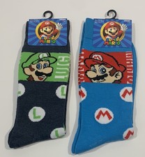Super Mario Brothers Funny Novelty Crew Socks Unisex Lot Of 2 New