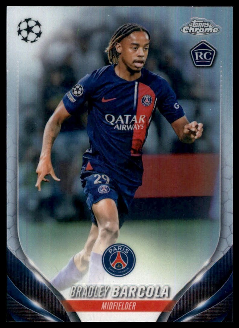 2023-24 Topps Chrome UEFA Bradley Barcola #69 Paris Saint-Germain