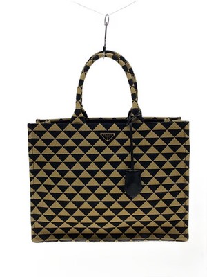 PRADA Symbole Embroidered Tote Bag Tote Bag Canvas BEG 2VG099