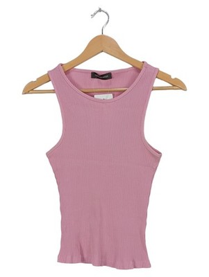 SVSSYCLASSY Damen Top Rippstrick Ärmellos Baumwolle Pink Gr. 38 M