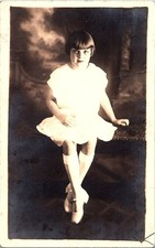 Antique RPPC Photo Edwardian Young Girl Dress Portrait