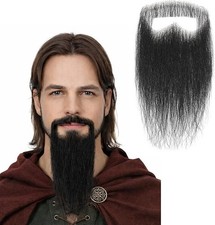 Fake Beard and Mustache Set Human Hair Handtied Lace Base Viking Beard Set