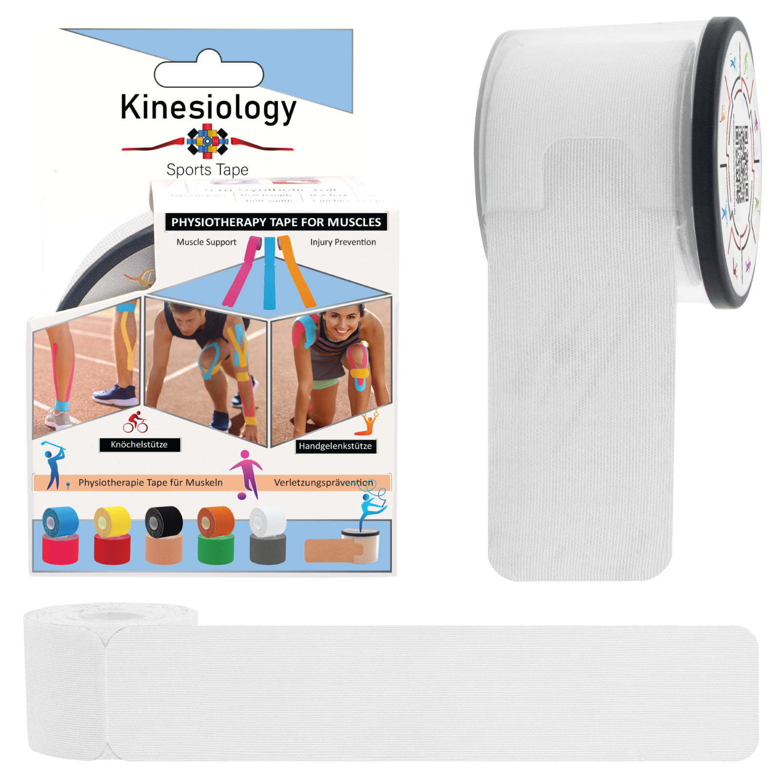 White Kinesio TAPE Pre cut  Sports Tape with Dispenser 5m Synthetic Tape