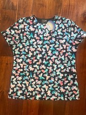 Sanibel Scrubs Womens Scrub Top Butterflies Sz  M NWT