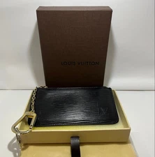 Louis Vuitton Epi Pochette Cle Coin Case Wallet Noir With Box
