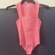 OQQ One Piece Stretch Wireless Bodysuit Pink Large Women's Solid