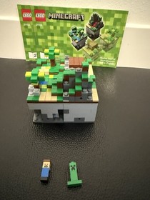LEGO Minecraft Micro World 21102 Complete Set w/ Steve, Creeper & Instructions