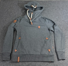 Naketano Pullover Hoodie Women's Size Large Gray Cowl Neck Brave New World