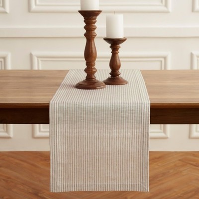 Solino Home Linen Striped Table Runner 36 Inches - Narrow Stripe, 100% Pure Line