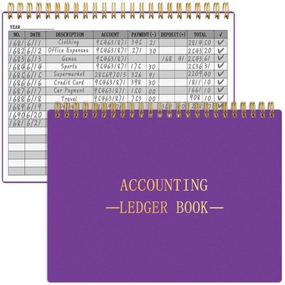 HAUTOCO Accounting Ledger Book A5 Horizontal Books for Dark Purple
