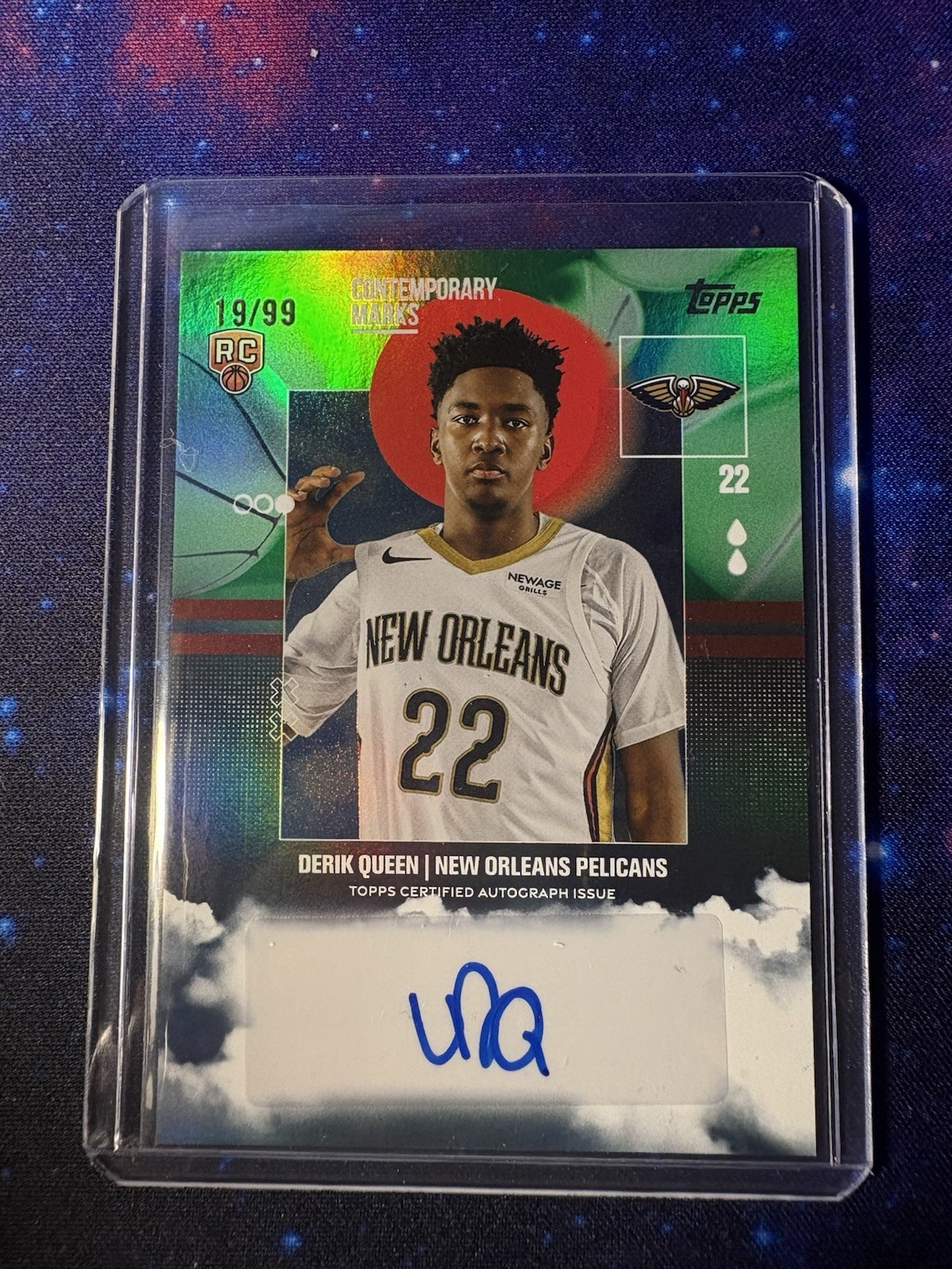 DERIK QUEEN 2025-26 Topps #CM-DQ Pelicans RC Contemporary Marks Auto Green /99