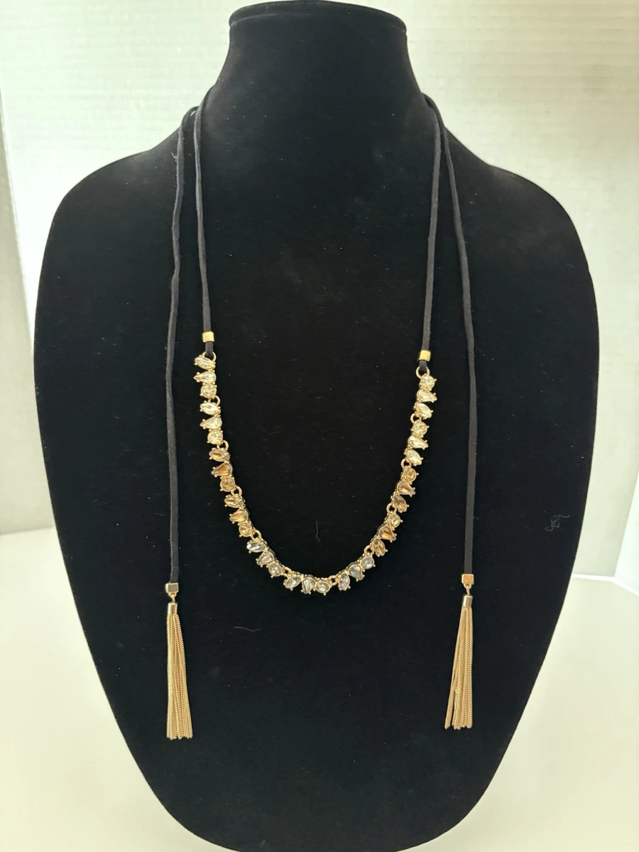 COOLSTEELANDBEYOND Collana Lariat Lunga Con Perle E Frange | Nodo Design | Catena A Y 131 Cm - 2