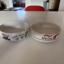 2  Kellogs Cereal Bowls 1987 Special K & Rice Crispies Good Cond. Vintage