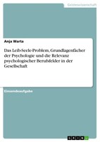 Anja Warta | Das Leib-Seele-Problem, GrundlagenfäCher Der Psychologie Und Die...