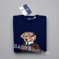 POLO RALPH LAUREN Duffle Wool Navy Polo Bear Sweater Men s Size S - NWT