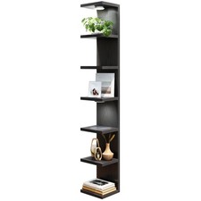 Fixwal 7-Tier Black Wall-Mounted Floating Shelves with LED Lights for Home Decor