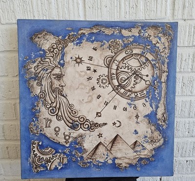 Tammy J Ferrara Original Painting On Canvas surreality art Pyramids Time 18''x18''