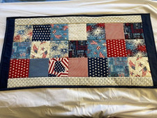 Patriotic Memorial Day/ Fourth of July Labor Day Quilted Table Runner 18x36 in.
