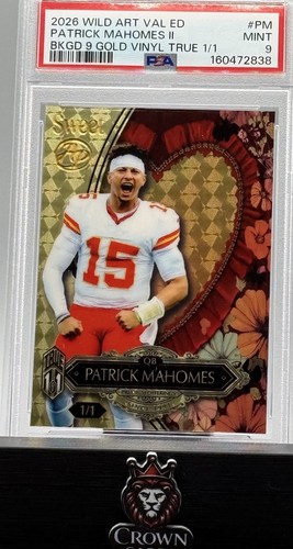 Patrick Mahomes 1/1 Wild Card 2026 Gold Vinyl True 1/1 PSA 9 Chiefs Wild Art SP