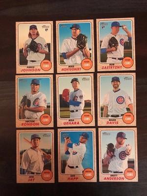 2017 Topps Heritage High CHICAGO CUBS Base Team Set of (9) Ian Happ RC