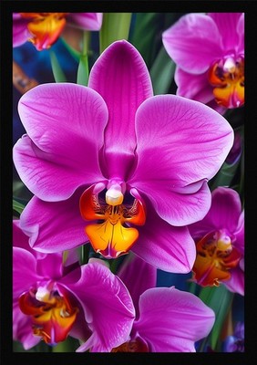 Vibrant Orchid Framed Wall Art Poster Canvas Print Picture