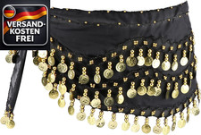 Damen Bauchtanz Gürtel mit Münzen Profi Hüfttuch für Bühne Show Party Feier