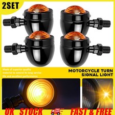 8X Black Motorcycle Turn Signal Lights Mini Bullet Blinker Amber Indicator Light