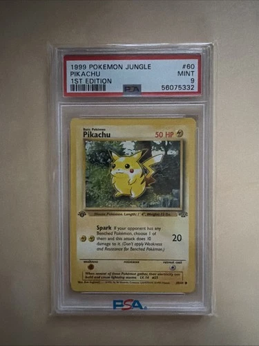 PSA 9 MINT Pokémon 1st Edition Jungle Pikachu 60/64 1999 WOTC First Ed FAST SHIP