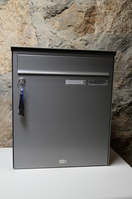 Renz Gewerbe Wandbriefkasten großer Briefkasten Modellnr. 10 grau Classic