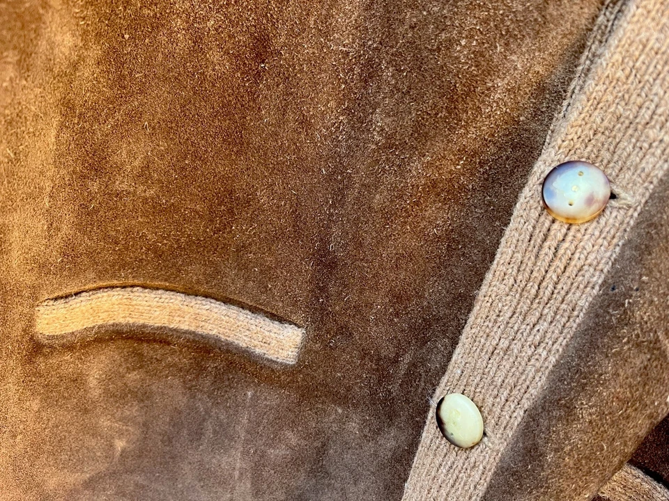 VTG Polo By Ralph Lauren Cardigan Brown Leather & Wool Classic Men’s L Sweater - Image 3 of 4