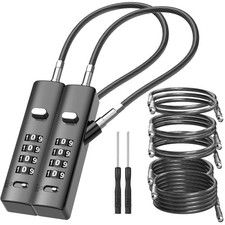 4-Digit Combination Cable Luggage Lock with 3 Interchangeable Steel Cables 9...