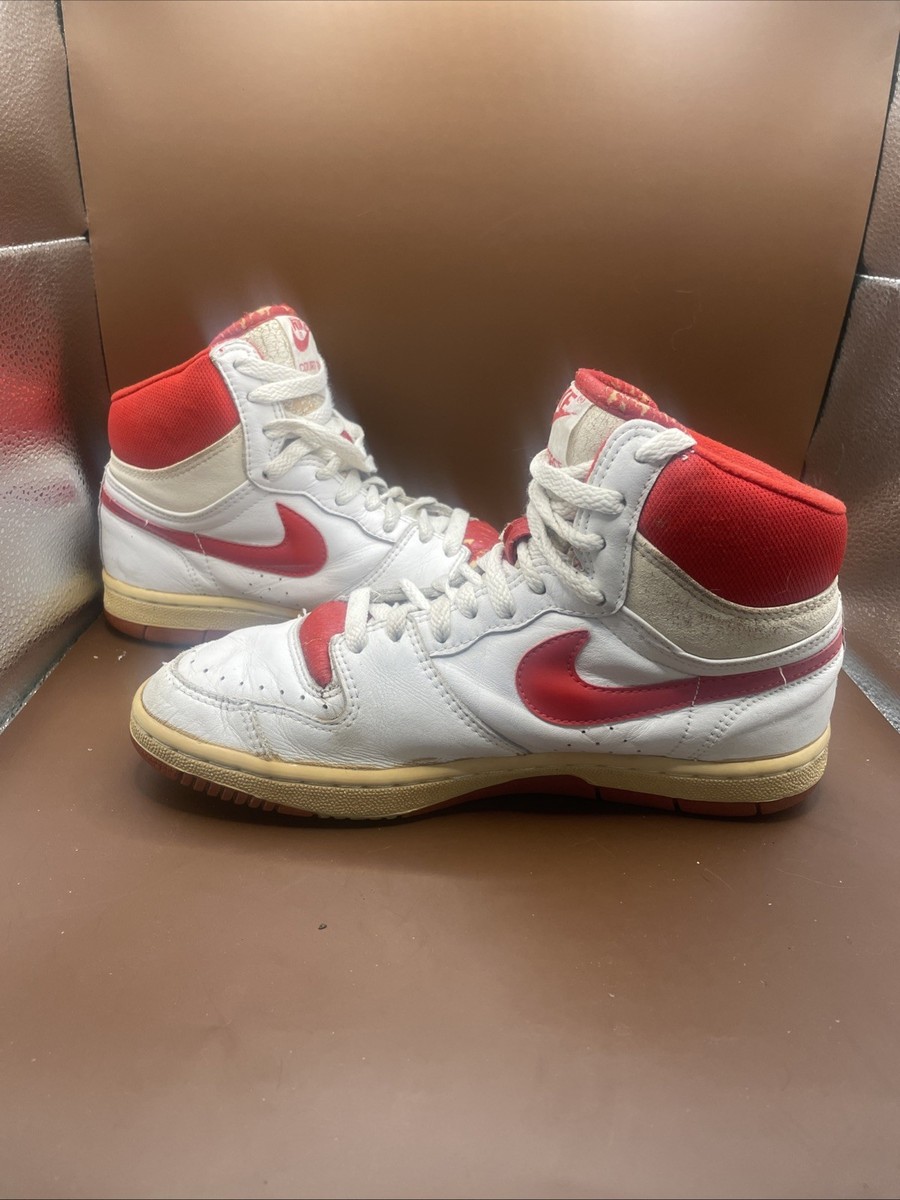 Nike Vintage 1987 Red and White High-Top Sneakers Men's Size 7.5