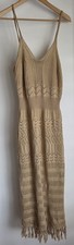 Almost Famous Women's Crochet Maxi Dress Size 1X Tan Bohemian