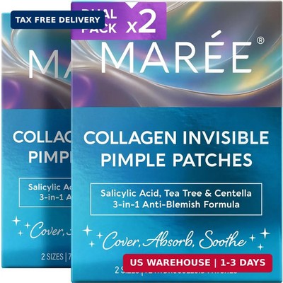 MAREE Invisible Pimple Patches 2 PACK - Clear Pimple Patches for Face - Hydrocol