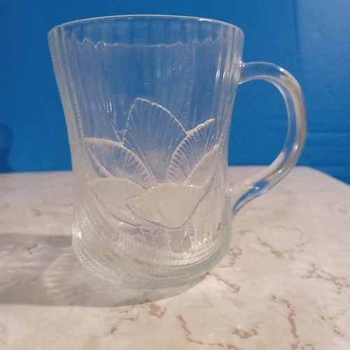 4 Arcoroc Canterbury Clear Glass Crocus Flower Design 10oz Cups - Coffee Mug Tea