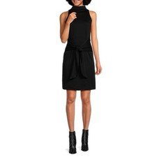 Vince NWOT Black Sleeveless Mock Neck Tie Dress Sz Large