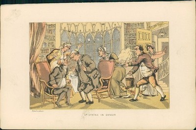 Lithographie : Dr. Syntax in Danger. (Illustration zu ''Doctor Syntax's Three Tou