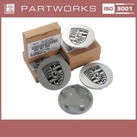 4X Radnabendeckel Original Porsche 911 964 993 968 928 Silber Wappen Schwarz