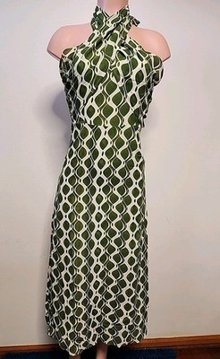 Nwt Commense Women's Long Geomwtric Grren Halter Dress Size Extra Small |  eBay