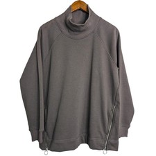 Athleta Cozy Karma Side Zip Funnel Neck Sweatshirt Large Coffee Brown Sweater