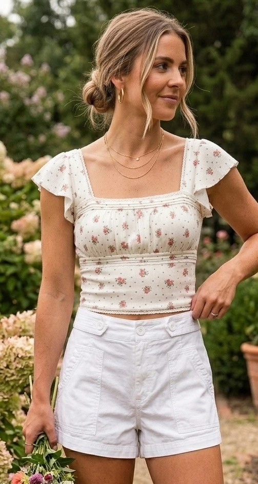 Maeve by Anthropologie Utility Classic Linen Blend White Summer Shorts Size 12