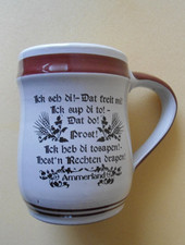 ceracron Melitta  Ammerland Kaffeebecher Humpen 0,5 L- Handbemalt mit Spruch