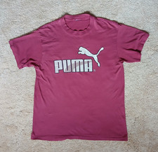 Vintage PUMA Logo Graphic Print Red Men's S Crew Neck T-Shirt Single Stitch