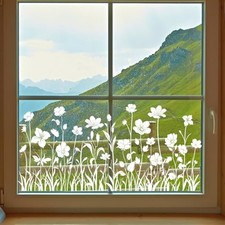 Window Clings Spring Summer Floral Window Decals Reusable Double White Flower