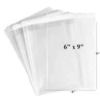 Clear Cello Bags 6x9 Inches Pack of 100 Resealable Durable Food Packaging