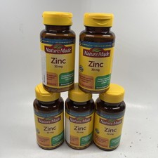 Lot Of 5 Zinc 30 Mg Nature Made 100 Tablets Total 500 count Ex 08/27