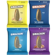 Smacck'n Sunflower Seeds Variety Pack – Garlic Parm, Original, Ranch, Churro (4)