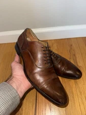 Santoni Brown 9 D Cap-Toe Oxford Dress Shoes